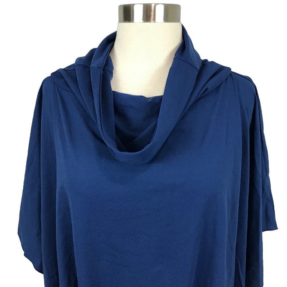 Sunflair Beach Fashion Navy Blue Cowl Neck Cover Up Top Size 10 Drawcord Light - Picture 2 of 8